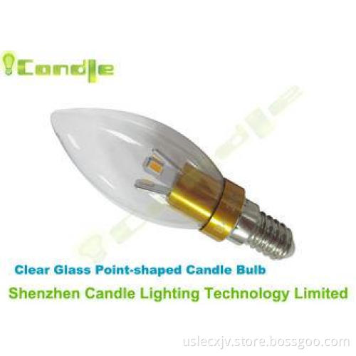 360 Degree Led Candle Lamp Golden 1070 Aluminum Point Shape